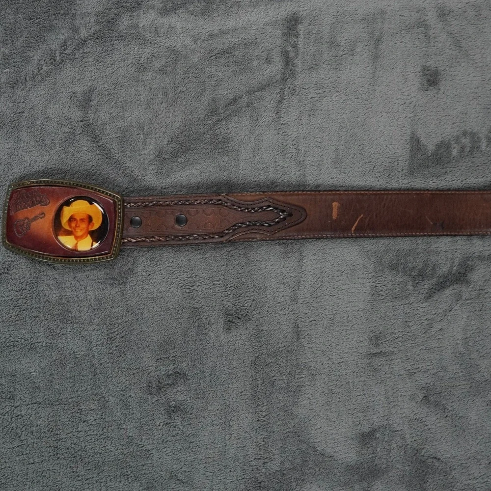 VTG Hank Williams Alumaline 4108 Belt Men 42 Brown Leather Western Country Music